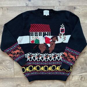 Vintage Susan Bristol Equestrian Fox Hunt Sweater | 1990s | Women’s Medium